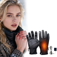 Electric Heated Gloves for Men & Women – Rechargeable, Windproof, Touchscreen-Compatible, 3 Heat Levels, for Skiing, Fishing, Hiking, Camping,