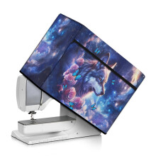 Clúdach Meaisín Fuála In-nite Galaxy Flower Wolf – Clúdach Deannaigh & Cosanta atá Oiriúnach don Chuid is Mó de Mheaisíní Caighdeánacha
