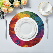 15,4 Zoll (ca. 39 cm) runde Platzsets, 4er-Set, aus Polyestergewebe, rutschfest, für Ess- und Küchentisch, ideal für Partys und als Dekoration,