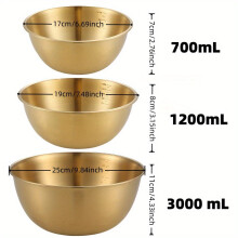3pcs Stainless Steel Salad Bowls Set Oven Safe Durable Kitchen Mixing Bowls with Measurement Marks for Baking and Mixing