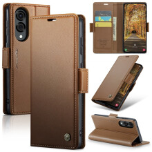CaseMe Leather Wallet Case for compatible with Samsung Galaxy S25 Edge – RFID Blocking, Magnetic Clasp, Kickstand, Card Holder