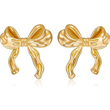 Gold/Silver Bow Stud Earrings for Women – Cute Ribbon Knot Design, Birthday/Christmas Gift Jewelry