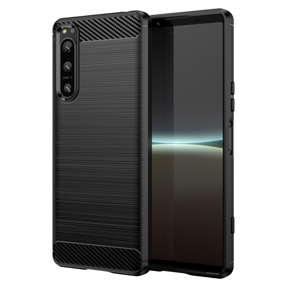 Slim Shockproof Tpu Cover Case With AntiâSlip Carbon Texture And Raised Edge Protection For Xperia 5 Iv Black 9092120201925