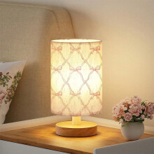 Pink Bow Desk Lamp with Wood Base & Flaxen Shade – Compatible with Nightstands, Bedroom, Office