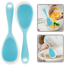 Kitchen Accessory Spatula Rice Spoons Silicone Transparent Blue 2Pcs for Cooking