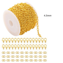 18karátový pozlacený řetízek Rolo, 5 m, s karabinkami a skákací sponou