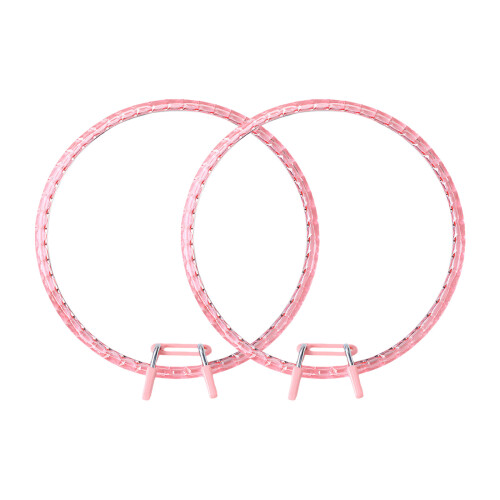 2Pcs Round Plastic Embroidery Hoops Spring Action-Pink