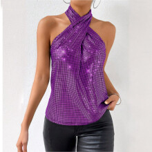 Camisole Nua-Aimseartha Faiseanta le Dath Soladach Seicheamhach do Mhná, Corcra XL