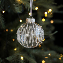 Clear Fillable Christmas Ornaments Set – Transparent Striped Pearl Balls for Tree Decoration