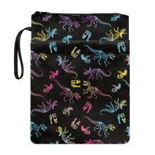Capa protetora para caderno com estampa de esqueleto de dinossauro, com zíper, ideal para guardar livros de bolso. Feita em poliéster leve e