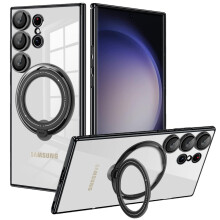 MagSafe Case with Invisible Swivel Stand, Shockproof Slim Matte Protective Cover for Galaxy S25 Ultra