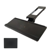 Ergonomic Adjustable Keyboard Tray with 360 Swivel, Negative Tilt and Wooden Teak Finish for Desk