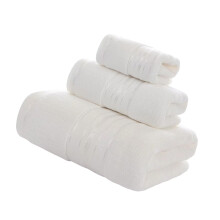 Set van 3 zachte katoenen badhanddoeken Handdoek--Origineel wit