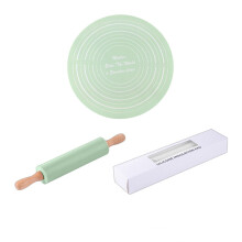 Rolling Pin Mat Set Rolling Pin Kit Silicone Dough Mat With Scale Round Thickened Kneading Pad For Baking Tool(rolling Pin Kit)