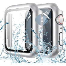 XiHAMA Wasserdichte Hülle kompatibel mit Apple Watch SE (2. Generation) Series 6 5 4, Displayschutzfolie aus gehärtetem Glas, robuste