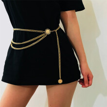 Cintos femininos, cintos estilo faroeste vintage, cinto de cintura feminino com corrente metálica, cinto largo com pingente de moedas douradas,