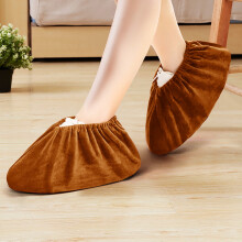 Indoor Flannel Shoe Covers Can Be Washed And Reused, Thickened, Non-Slip, Wear-Resistant, Sound-Absorbing And Warm Shoe Covers I-Light Brown
