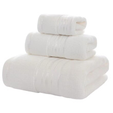Lot de 3 serviettes de bain en coton doux,-Blanc d'origine