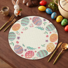Round Easter Table Placemats Set, Spring Holiday Dining Decorations With Festive Patterns For Kitchen And Dining Room Table Settings And Protection