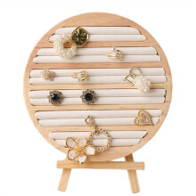 Wood Round Shape Jewelry Tray Ring Earrings Bracelet Display Plate Jewellery Storage Stand Counter Props White