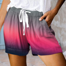 Palazzo broek, hoge taille, casual shorts met trekkoord voor dames, zomerse shorts met elastische tailleband, shorts met zakken voor dames,