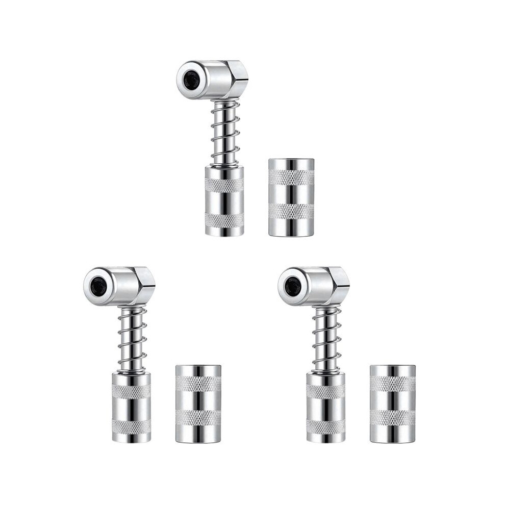 3X Grease Nozzle Adapter Grease Gun- Accessory 90 Degree Grease Coupler Adapter With Sleeve 3 Jaw Angle Grease Tool 6032837161269