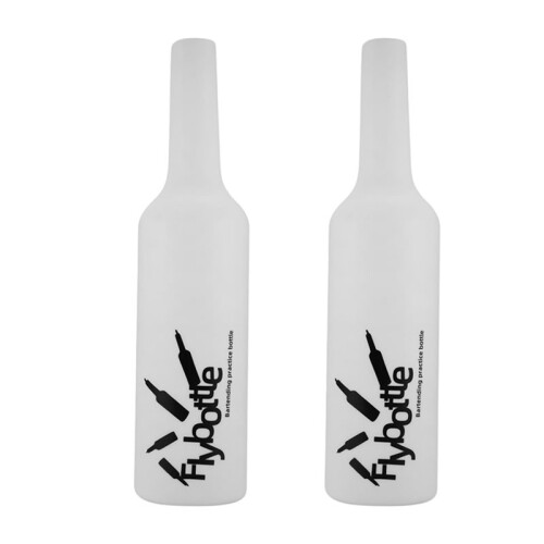 2X White Flair Bartender Bartending Practice Silicone Bar Pub Bottle Wine Cocktail Shaker