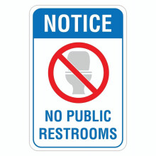 Semn metalic din aluminiu cu „Toalete publice interzise” - Dimensiune: 8x12 inci