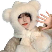 Stay Cozy All Winter with Our Bear Ear Knitted Hooded Scarf Set Super Soft Warm and Extra Thick for Cold Weather