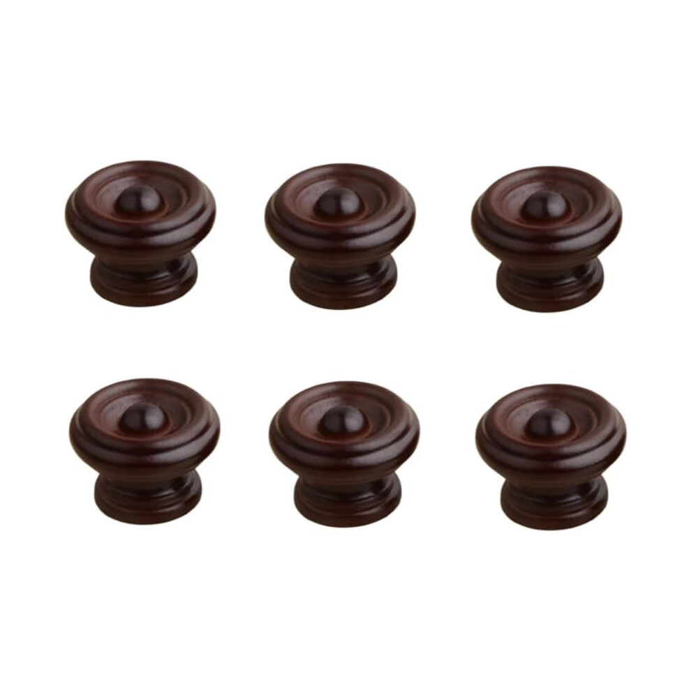 Gamvdout Decorative Knobs 6Pcs Solid Wood Furniture Handles Single Hole Wooden Cabinet Door Drawer Round Handles Beech Round Handles Dark Brown 9028731772813