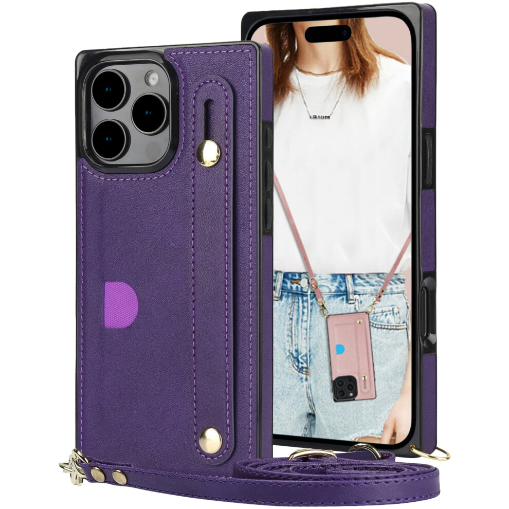 Ccsmall Iphone 16 Pro Case Â Crossbody With Card Slot, Adjustable Strap, Wristband & Kickstand Â Kb Purple 9479868924086