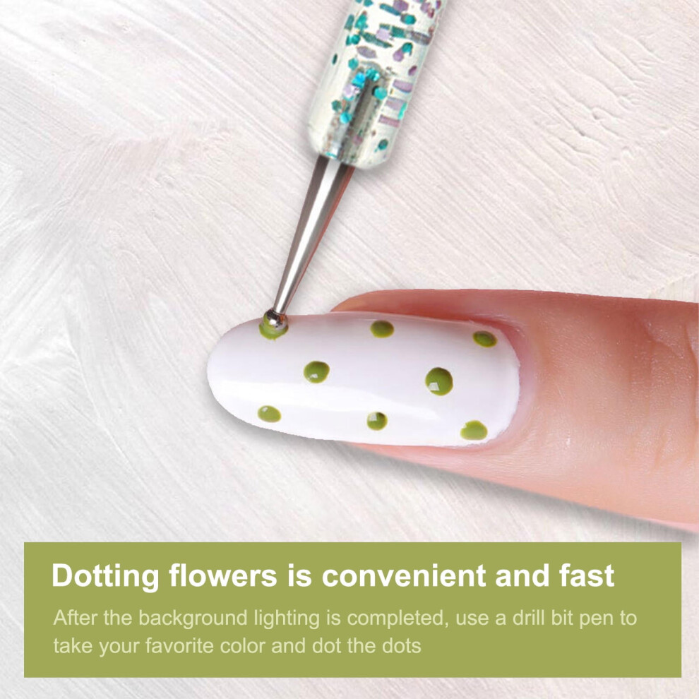5âPiece DualâEnded Nail Art Dotting Pen Set â Glitter Acrylic Handle, Rhinestone Picker, Fine Detail & Flower Design Tips