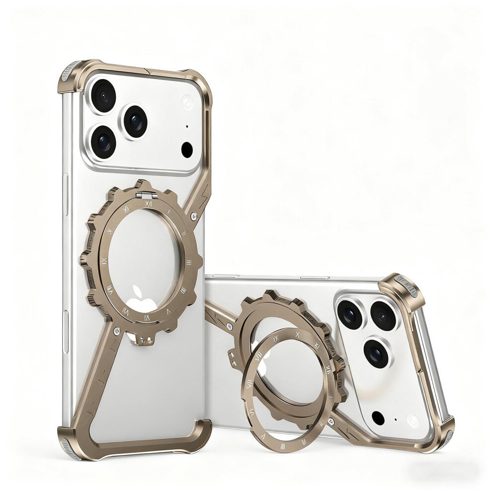 Case For Iphone 16 Pro Titanium Slim Frameless Shockproof Cover With 360 Magnetic Ring Stand Desert Gold 9771547578901