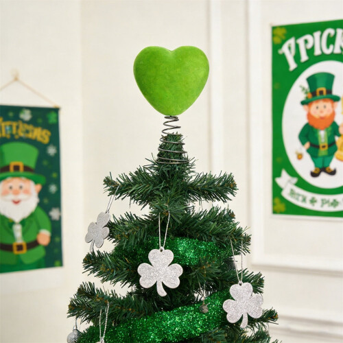 Green Heart Tree Topper with Spring Base – 1pc