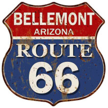 BELLEMONT, ARIZONA Route66Shield Plăcuță metalică cu simbolul „Man Cave Garage” Dimensiune: 30,5 cm x 30,5 cm