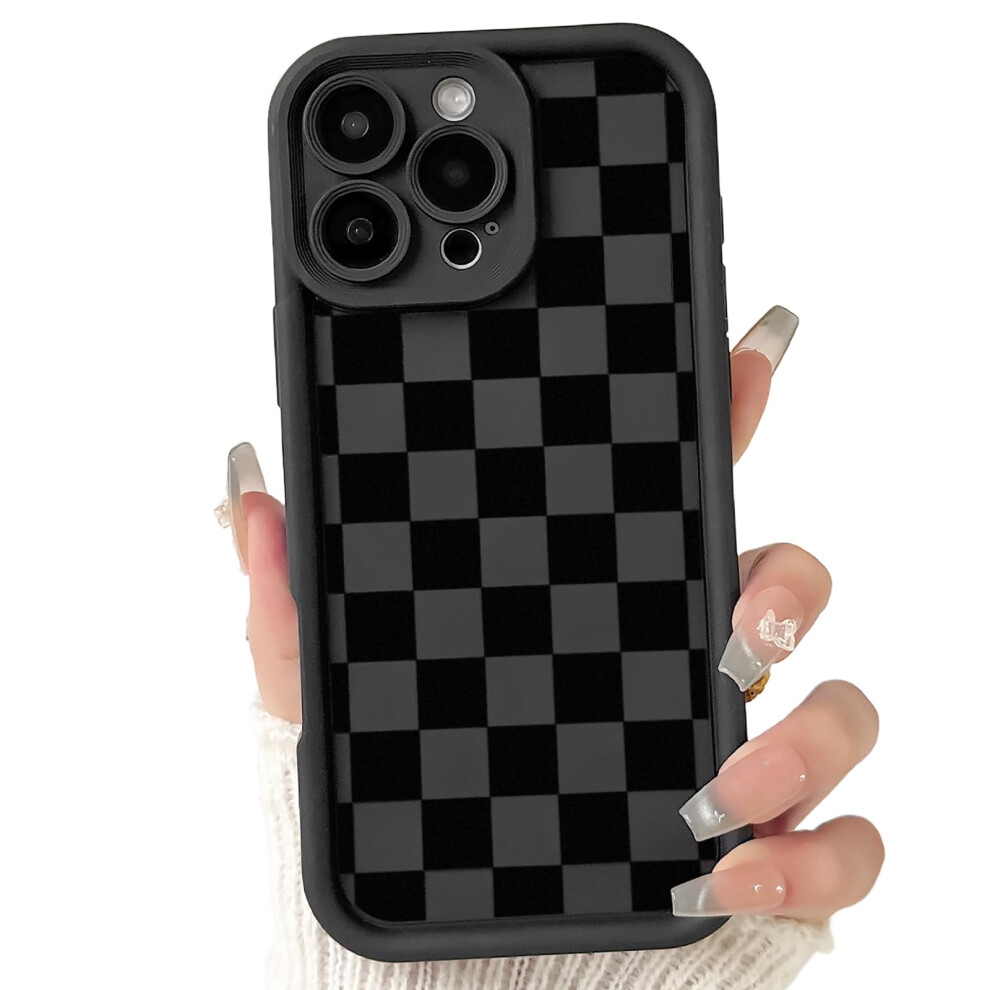 Cute Checkerboard Iphone 16 Pro Case Tpu Shockproof Full Body Protection For Women Black 9092120215212