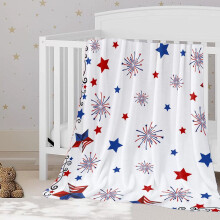 4th of July Flannel Blanket 27.56x39.37Inch Patriotic American Flag Design, Super Soft Red White Blue Throw for Independence Day Celebrations
