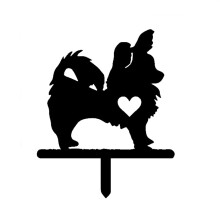 Gartenstecker mit Pomeranian-Hund-Motiv, 25 x 20 cm, Metallsilhouette – Geeignet für Garten und Bauernhof