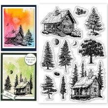 Trees klare silikonestempler til kortfremstilling, gør-det-selv scrapbooking og hobbyarbejde – kompatible med alle standard stempelblokke