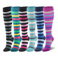 6-Pairs Sport Compression Socks Nylon Socks for Men and Women Knee High Socks for Running, Athletics, Travel(S/M)