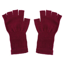 1 Pair Unisex Half Finger Gloves Winter Stretchy Knit Fingerless Gloves For Women and Men 21cm Red