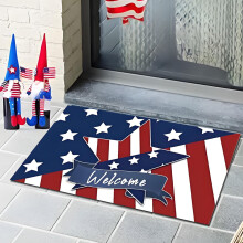 Patriotic Door Mat, 4th of July Doormat, Front Entrance Porch Welcome Decorative, Non Slip, Independence Day Memorial Day Home Decor, 20 x 31.5Inch