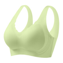 Women's Ice Silk Seamless Cold Feeling Thin Soft Support Breathable Comfortable Bra Fixed Cup Underwear Light Green 2XL