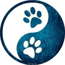 Aluminum sign - Dog Paw Prints Yin and Yang Symbol Round Metal Sign Novelty Home Wall Decor Size: 8" Diameter