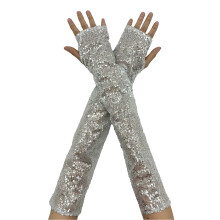 Women's Gray Fingerless Opera Gloves, Tea Party Arm Warmers – Compatible with Formal Wear