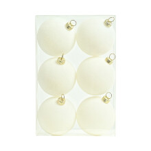 Velvet Christmas Ornaments 6-Pack, Shatterproof Beige Balls with Cap & String, Compatible with Holiday Decor