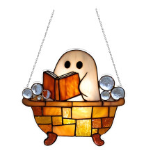 2D Acrylic Halloween Hanging Ornament Cute Reading Book Decor Book Lover Window Wall Porch Decor For Halloween Home Classroom & Library Decoration