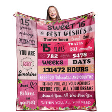 Geschenkidee für 15-jährige Mädchen, Decke, Geburtstagsgeschenk, Weihnachtsgeschenk, Geschenk zum 15. Geburtstag für Teenager-Mädchen,