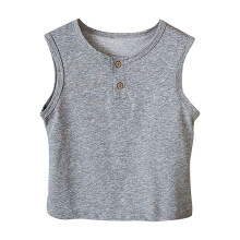 Cotton Sleeveless Tank Tops for Little Girls with Buttons