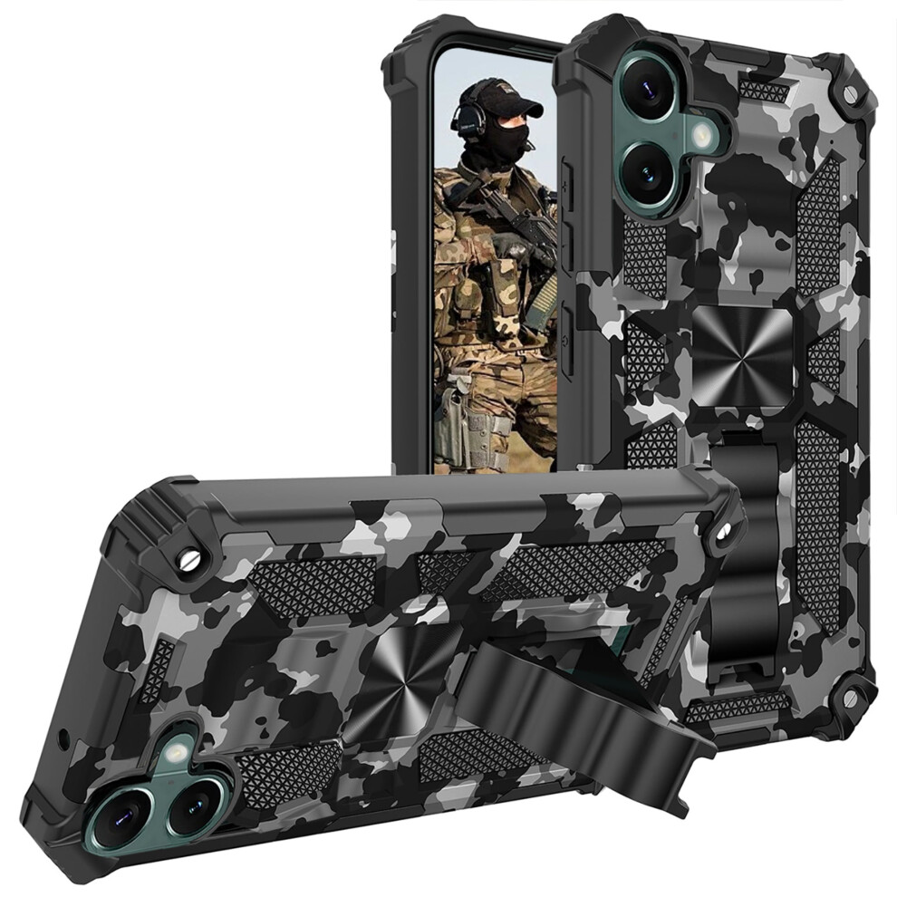 Ccsmall Camo Iphone 16 Plus Case With Kickstand Â Military-Grade Shockproof Protective Cover, Built-In Stand, Compatible With Iphone 16 Plus 9479868595170